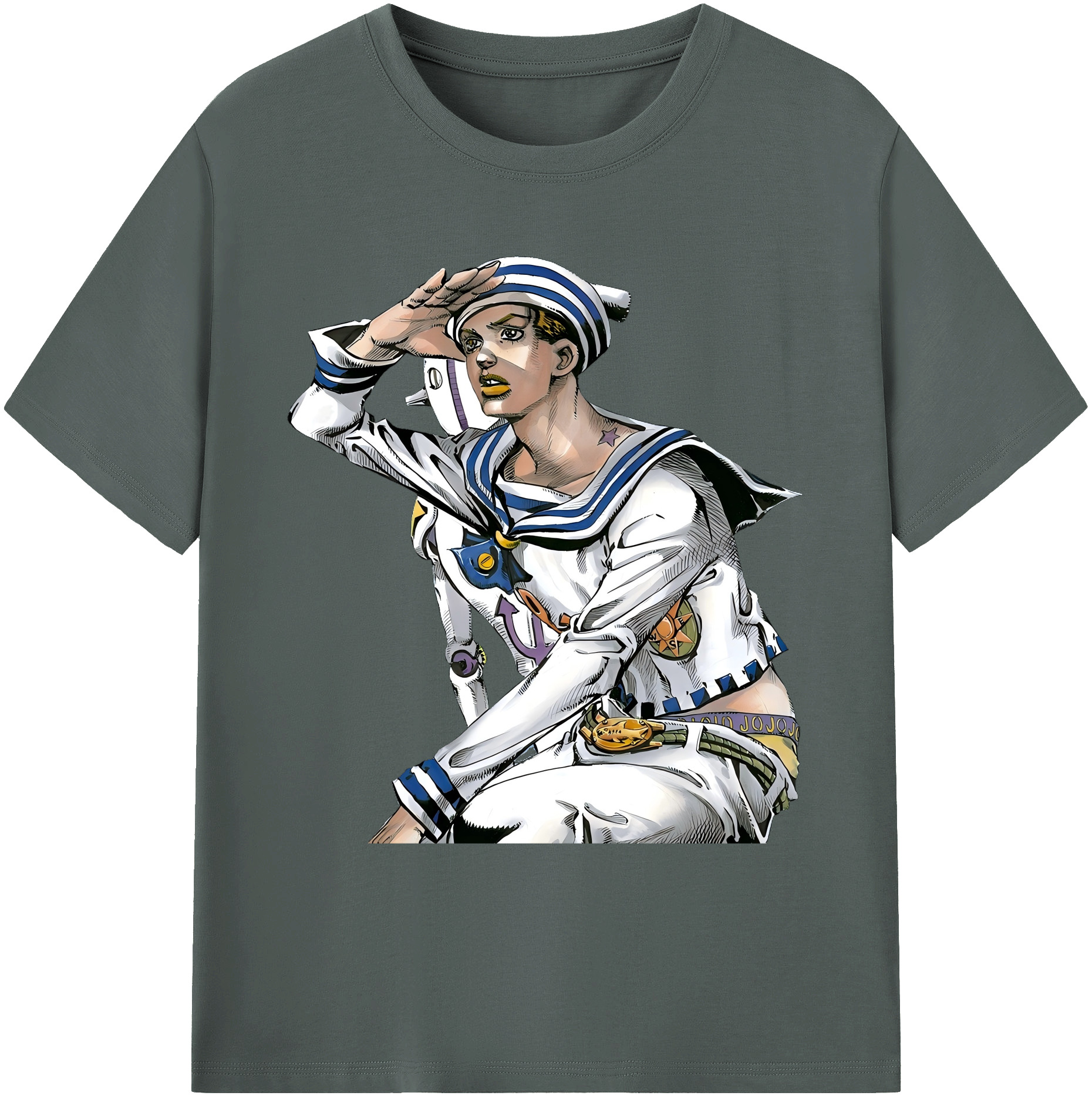 （画像用） ジョジョの奇妙な冒険 東方定助 JoJo's Bizarre Adventure Higashikata Josuke 綿100％ メンズ半袖Tシャツ｜肌触りやわらか＆通気性